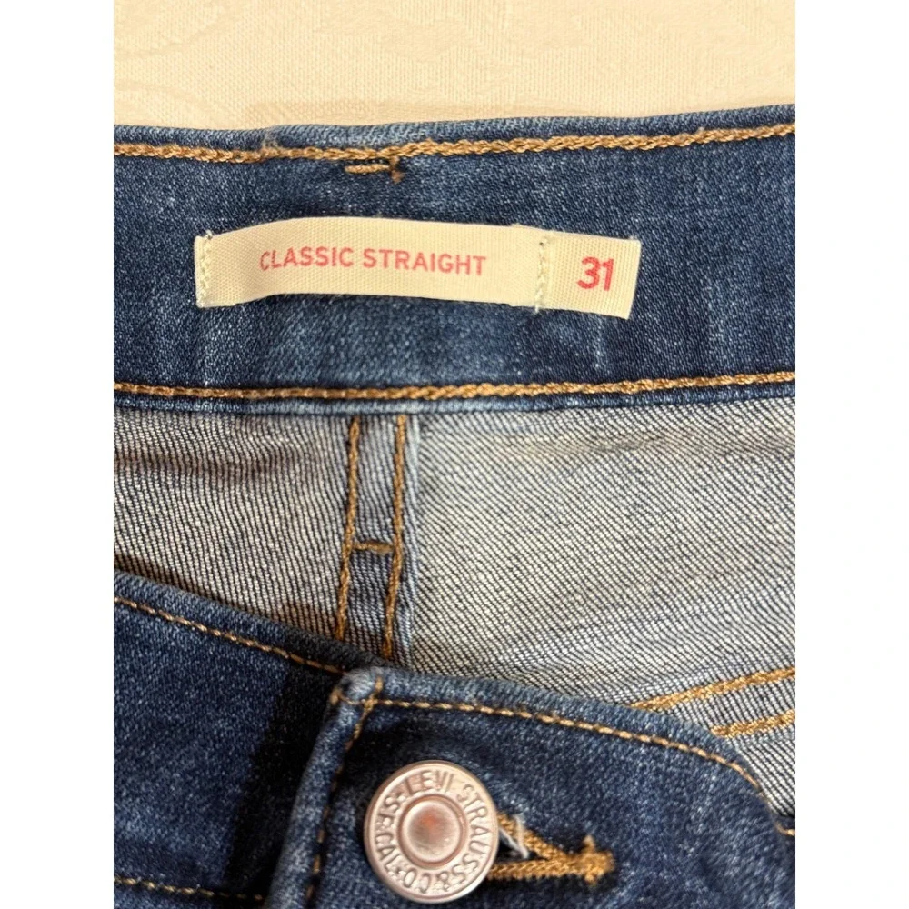 Levi's Classic Straight Jeans Womens 31 Dark Wash Blue Denim Stretch Classic